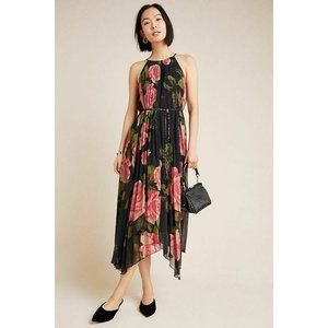 Anthropologie Emeline Pleated Midi Dress Floral